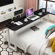 [YVYKFZD] Portable Overbed Table, Bedside Table with 360° Wheels, Standing Over Bed Table, Rolling Medical Over Bed Desk for Elderly, Hospital Patients, Home (Color : Black, Size : 100cm/39.3in)