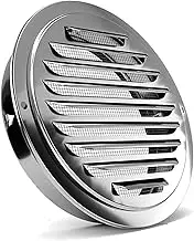 Stainless Steel Air Vents, Louvered Grille Cover Vent Hood Flat Ducting Ventilation Air Vent Wall Air Outlet with Fly Screen Mesh (8inch)