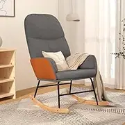 Relaxing Light Grey Rocking Chair with Faux Leather Accents, Perfect for Nursery or Living Room, 70 x 79 x 105 cm, Comfortable Thick Foam Padding Recliner