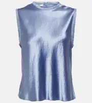 [Vince] Vince Fringed satin top AU 16 blue