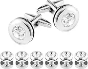 [Dannyshi] Cufflinks for Men and Tuxedo Shirt Studs Set with Gift Box Stainless Steel Cufflinks