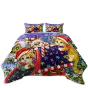 Funny Cute Christmas with Three Cats Kittens Coverlet