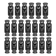 20pcs Double Hole Spring Stop Toggle Stopper String Cord Locks Black Matte