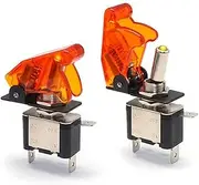 CZKE 10Pcs Auto car Boat Truck Illuminated Led Toggle Switch with Safety Plane Flip Up Protection Cover 12V20A(4)