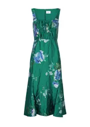 Erdem Floral-print Crinkled Satin Midi Dress - Teal - 8 (UK8 / S) 8 (UK8 / S)