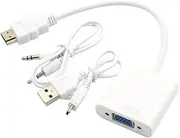 OSALADI to Vga with Audio Adapter to with Audio Adapter Converter 1080p Transition Adapter to Adapter with Audio Cable to Displayport Adapter - to- Adapters to Vga Output Cable White