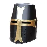 Black Medieval Crusader Helmet Templar Knight Helmet 18g Steel Medieval Helmet