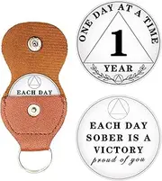 1 Year Sobriety Chip, One Day at A Time AA Chips and Medallions - Sobriety Recovery Coin Sober Token for Alcoholics Anonymous Recovery Sobriety Gifts