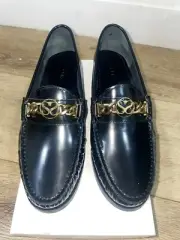Sandro Womens Loafers Size EU 41 US 11 Black Patent Leather Logo RARE $245 NEW