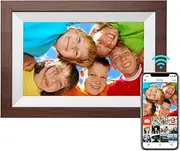 10.1 Inch WiFi Cloud Wood Digital Photo Frames, Built in 32 GB Storage, 1280x800 Album IPS Touch Screen, Type C, Auto-Rotate, Share Photos Videos Instantly Via Frameo (Wood 3)