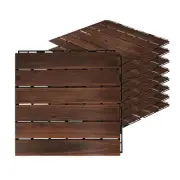 Acacia Hardwood Interlocking Deck Tiles - Walnut Straight - 12"×12" 9pcs - Fl...