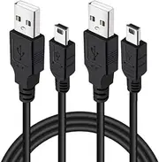 2Pack Charging Cable for PS3 Controller, USB 2.0 Type A to Mini B Cable Sync Cord for Sony PlayStation 3 PS3/ PS3 Slim/PS Move Controllers - Black