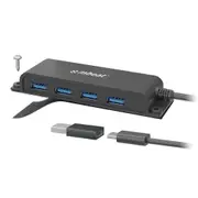 mbeat Mountable 4-Port USB-C Hub/Adapter w/4 x USB-A Female 3.0/USB-A To USB-C