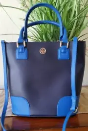 TORY BURCH ROBINSON COLOR BLOCK BUCKET BAG NAVY/EVENING DUST BAG NWT