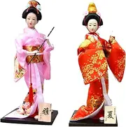 Set 2 Pieces Traditional Japanese Dolls Geisha Girl Geiko Kimono Ancient Doll Home Collection Art Decoration,A1,12 inch/4161 (Color : B19, Size : 12 inch)