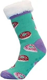 FIL Women's Home Socks Sherpa Fleece Lined Thermal Lounge Slipper Non-Slip
