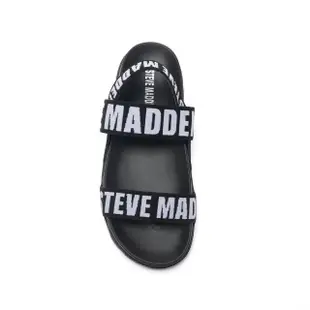 【STEVE MADDEN】SWAGGY-SM 彈性寬帶休閒平底涼鞋(黑色)