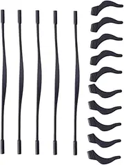 [KONTONTY] 5 Set Boys and Girls' Slip Eyeglass Retainer Temple Tips Ear Hooks for Ages Black