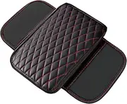 Car Armrest Pad, Soft Centre Console Cushion, Ergonomic Elbow Support, Anti-Slip PU Leather Universals Fit for Car, Truck, Rv, 40 x 31.4 x 2 cm Cream Coloured Wine Red Black Red