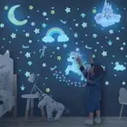 Glow in the Dark Stars and Unicorn Wall Decals, Glowing Castle Moon and Rainbow