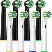 FEUP Replacement Toothbrush Heads Compatible with Oral B, for Oral B Electric Toothbrush（4 White + 4 Black）