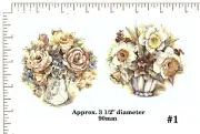 CERAMIC DECALS Waterslide FLOWERS in jug, bowl, SMALL PLATE Approx. 3 1/2" A37