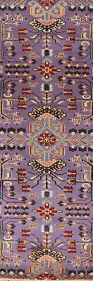 Bohemian Oushak Indian 10 ft. Runner Rug Hand-Knotted Purple 3x10 ft.