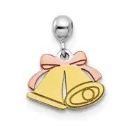 Sterling Silver Mio Memento Rhodium-Plated Rose-Tone And Gold-Tone Bell Charm