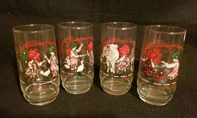 Holly Hobbie & Robby Coca Cola 1979 Glass 12 Days Christmas Complete Set Of 4