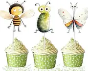 Quirky Insect Cupcake Toppers Set - 10 Piece Colorful Bug Decorations for Parties & Celebrations