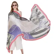 Anyyou 100% Mulberry Silk Off White Long Scarf Luxury Brand Women Beach Shawl Wear Swimwear Pashimina Face Shield Foulard