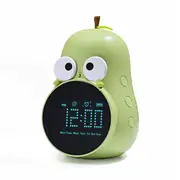 Alarm Clock for Kids, Pear-Shaped Kids Digital Rechargeable Clocks for Bedrooms, Wake Up Clock for Kid with 5 Ringtones (Green)