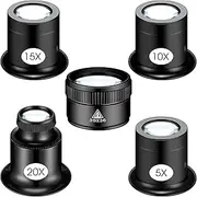 5 Pcs Jewelers Loupe Portable Monocular Magnifier Magnifying Glass Eye Loops Magnifier with 30 x 36 mm Lens Watch Jewelry Experimental Repair Tool for Textile Optical Circuit Coins (5X 10X 15X 20X)