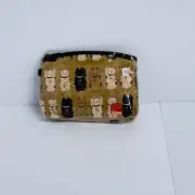 Lucky Cat, Maneki Neko, Medium MM Lou ZipAccessory Bsg, Cosmetic Bag