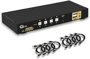 CKLau KVM Switch HDMI 4 Port wit Audio and 4 kit Cables, 4 Port HDMI KVM Switch Support 4K@60Hz 4:4:4, EDID, Hotkey Switching