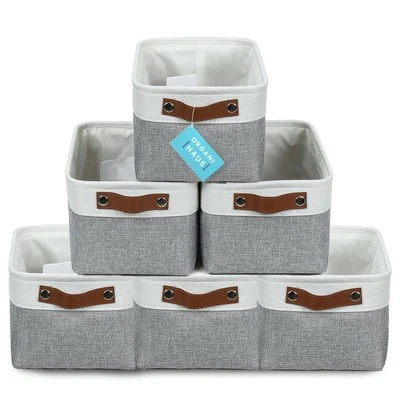 Small Fabric Storage Bins for Shelves 6 Pack, 12x8in Closet Storage Bins for ...