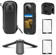 Carrying Case Accessories Kit Compatible with Insta360 X5 - Portable Bag, Silicone Protective Case, Tempered Glass Screen Film, Mini Tripod