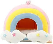 Guinea Pig Bed, Guinea Pig Hideout, Rabbit Bed, Bunny Hideout, Guinea Pig Cage Accessories for Guinea Pig, Bunny, Hamster, Chinchilla, Ferry, Rabbit and Other Small Animals - Rainbow Shape