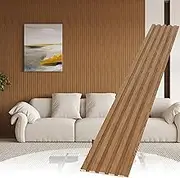 POHARE Slat Wall Paneling,8-Pack 3D WPC Wood Wall Panels,Acoustic Wall Panels for Interior Wall Decor,Living Room,Bedroom,Golden Oak,95 x 6 in