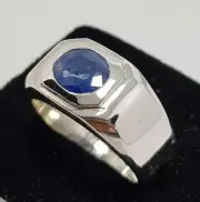 Original Sapphire Stone 3 Carats Sapphire Unique Stone Ring Sterling Silver 925