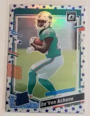2023 De'Von Achane Optic Football Blue Star Emoji Rookie #269 Dolphins