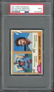 (POP 1) 1981 Topps Baseball Grocery Cello Pack PSA 9 Phillies Steve Carlton Top