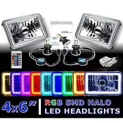 4X6" IR Color Change RGB SMD Halo Angel Eye Headlight 40W 6K LED Light Bulb Pair (for: Peugeot)