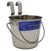 Zeez Stainless Steel Flat Sided Bucket Pail w/ Two Hooks - 4 Sizes