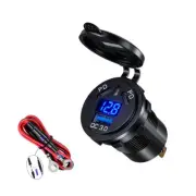 3 Ports 45W PD QC3.0 USB Fast Charger Socket Power Adapter For Car Boat DC12-24V