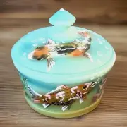 Fenton SALE Hand Painted Artist Signed Jadeite Butter Tub Limited Edition #5/30
