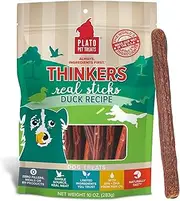 PLATO, Pet Treats, Thinker Sticks Soft Chewy Dog Treats, Air-Dried in USA, Duck, 10 oz Bag
