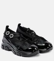 [Simone Rocha] Simone Rocha Crystal-embellished satin flats AU 8 black