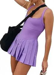 Loafawes Womens Summer Short Rompers 2024 Tennis Athletic Build in Shorts Pleated Mini Dress Fashion Jumpsuit Outfits