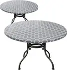 LUSHVIDA 2 Pack round Tablecloth, Waterproof Elastic Fitted Table Cover